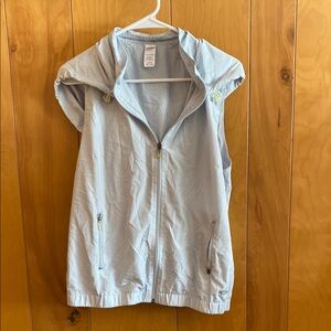 Light Blue Hooded Vest with Zip Pockets